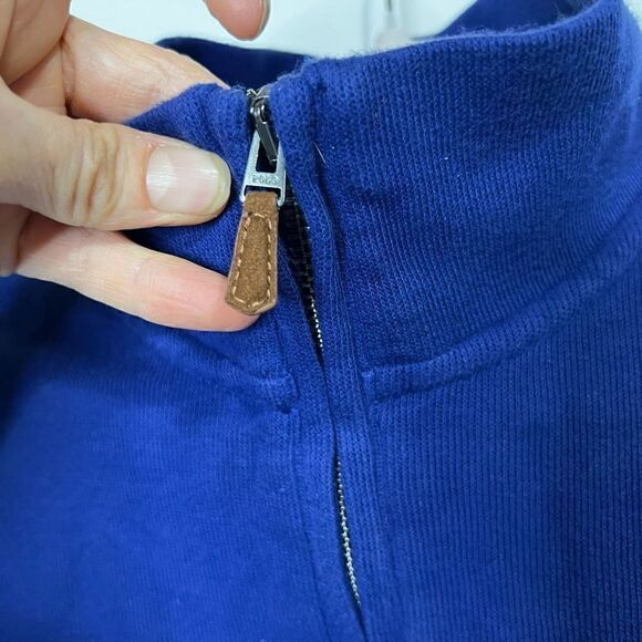 Polo Ralph Lauren Estate Rib Blue 1/4 Zip Pullover Sweatshirt - Picture 4 of 9